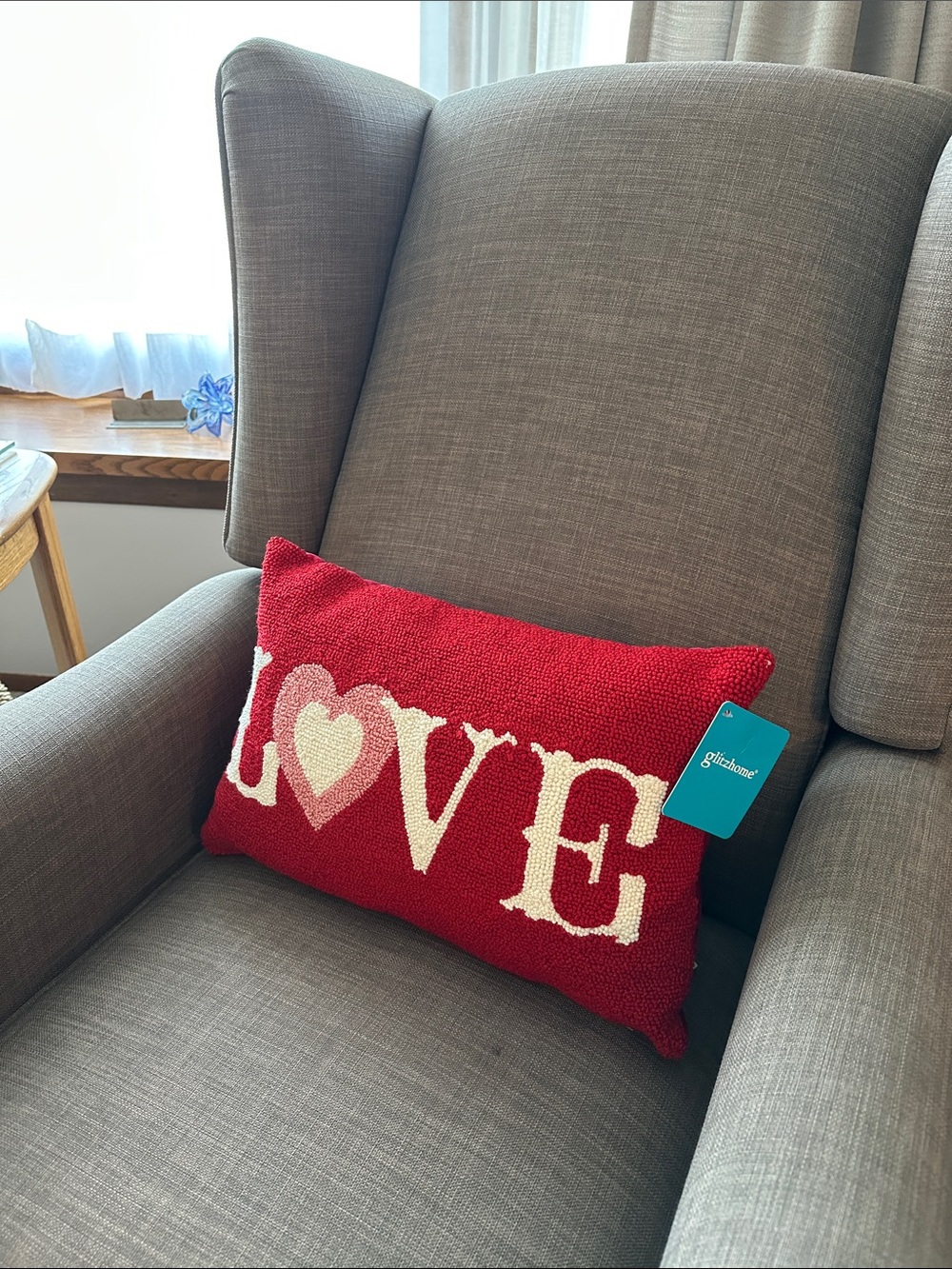 Rectangular Red LOVE Throw Pillow Accent Cushion   NWT